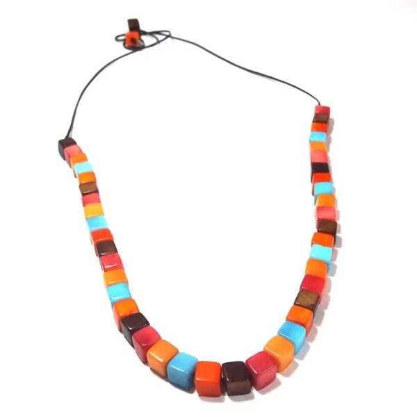 Collana Cristalli corallo/caffè/acqua marina