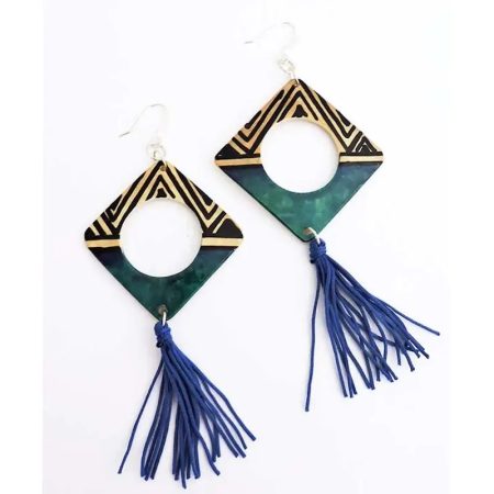 Orecchini Tatuyo turchese blu e nero