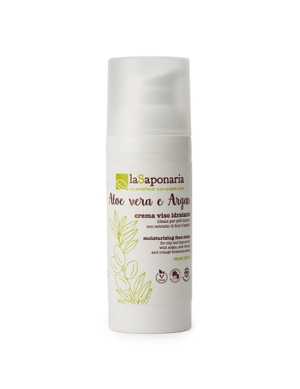 Crema viso idratante - ALOE VERA E ARGAN (50ml) - La Saponaria
