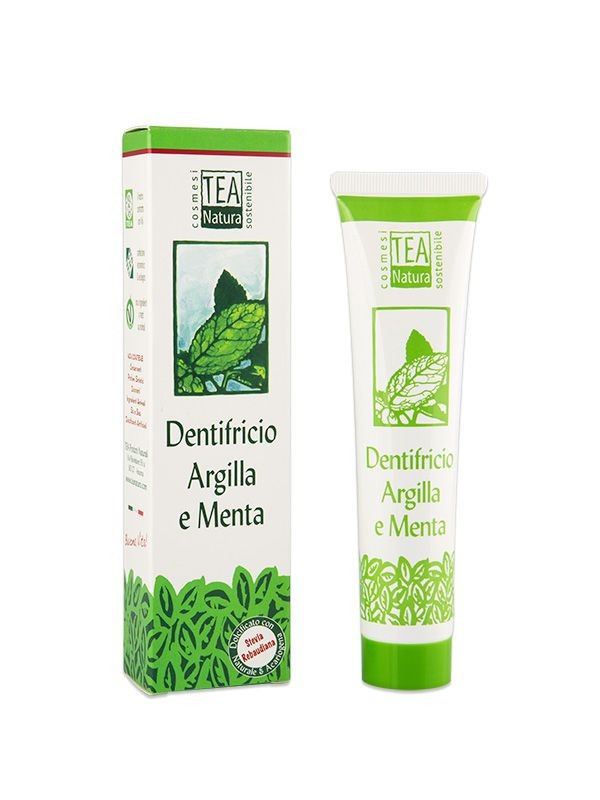 Dentifricio Argilla e Menta dolcificato con Stevia Rebaudiana Bertoni (75ml) - TeaNatura