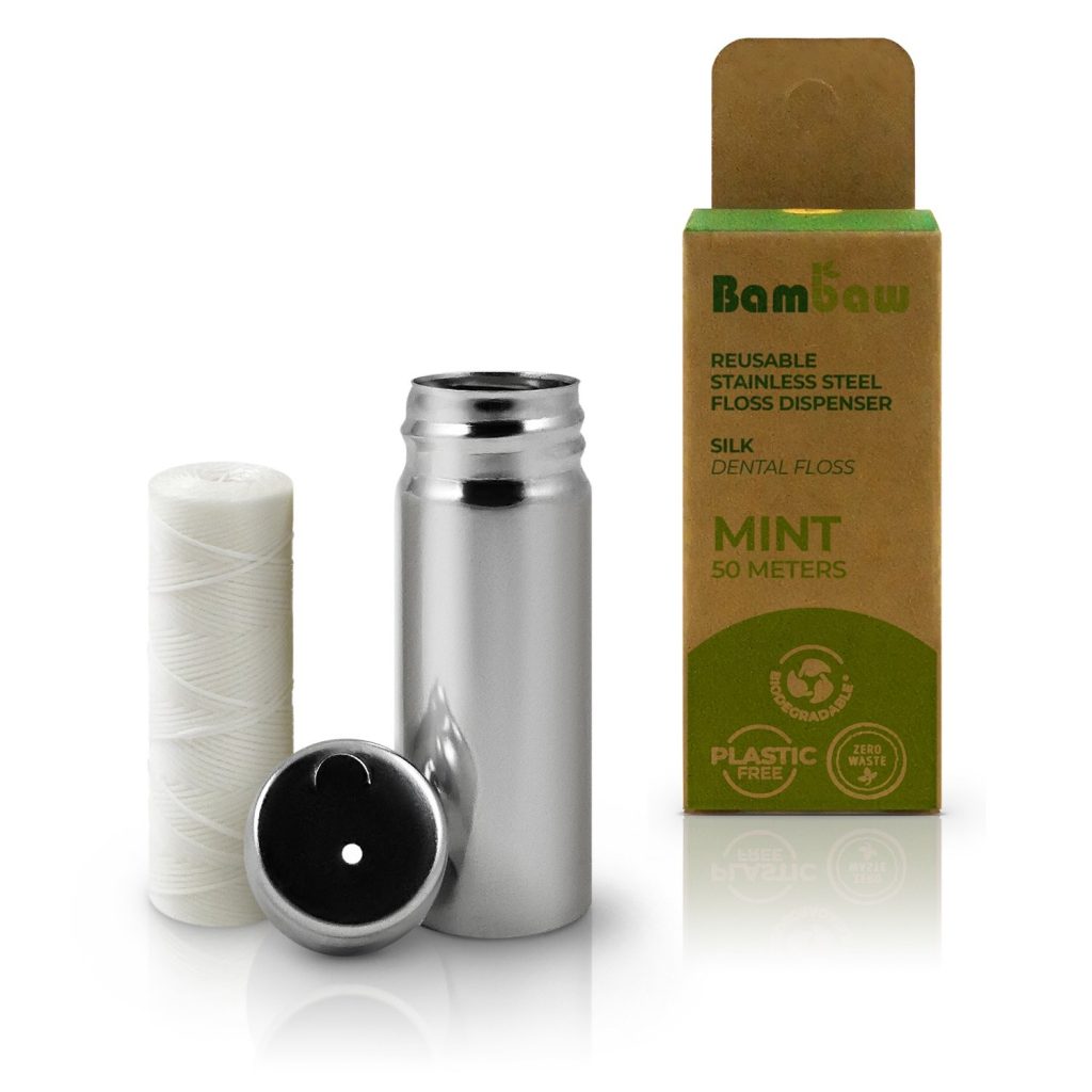 Filo Interdentale in Seta con Dispenser in Acciaio Inox