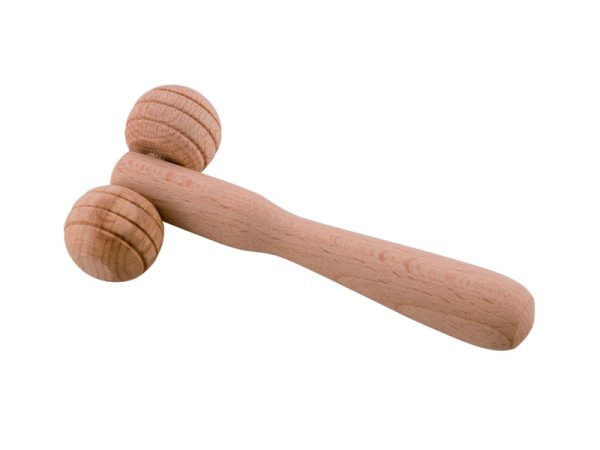 Massaggiatore 2 ruote piccolo in legno grezzo (lunghezza 12cm) - Carone