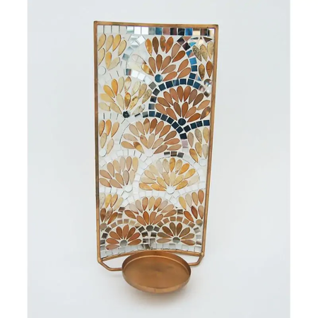 Portalumino a muro ferro mosaico (15x13x31cm)