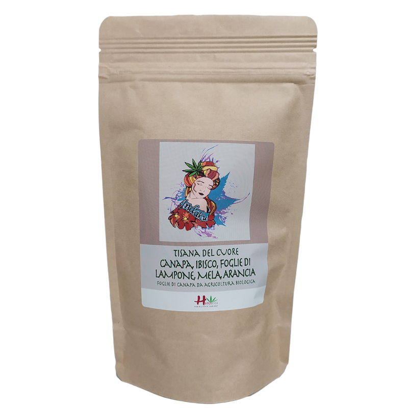 Tisana del Cuore Indaku CANAPA, IBISCO, LAMPONE, MELA, ARANCIA (40g) - Hempatica