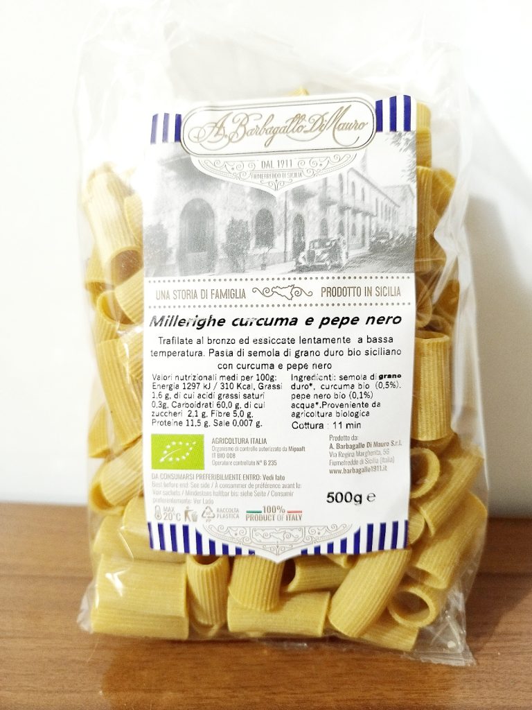 Pasta di Grano Duro, Curcuma e Pepe Nero Bio