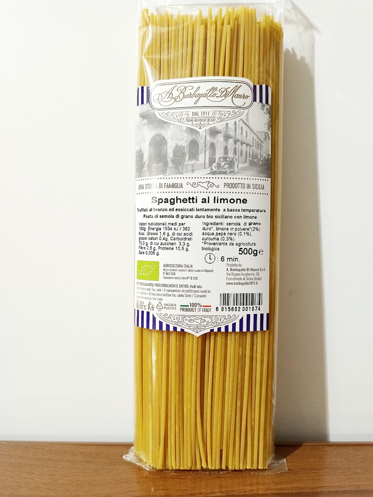 Pasta di Grano Duro Siciliano Bio al Limone (500gr)