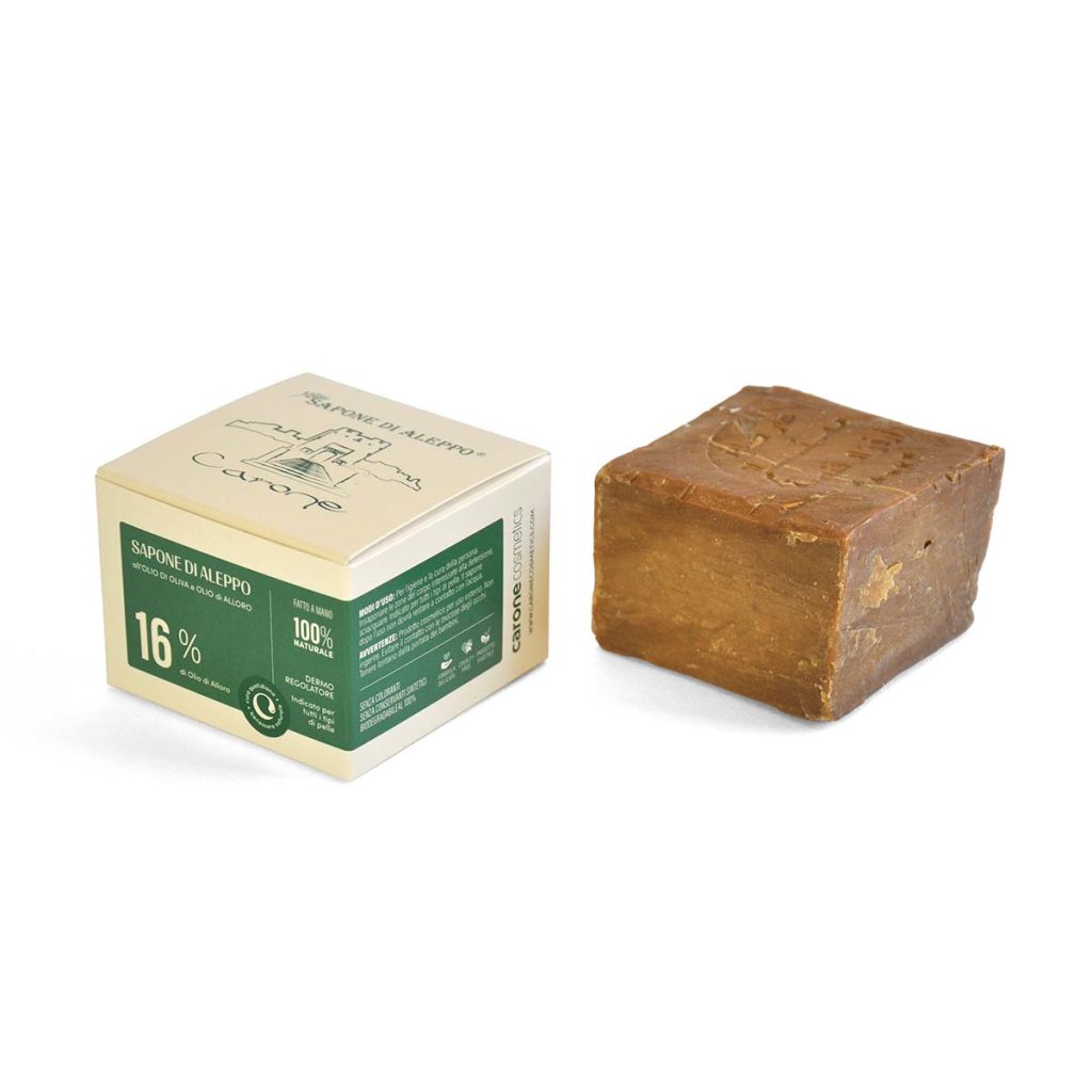 SAPONE DI ALEPPO olio d’oliva e olio di alloro 16% (200gr)